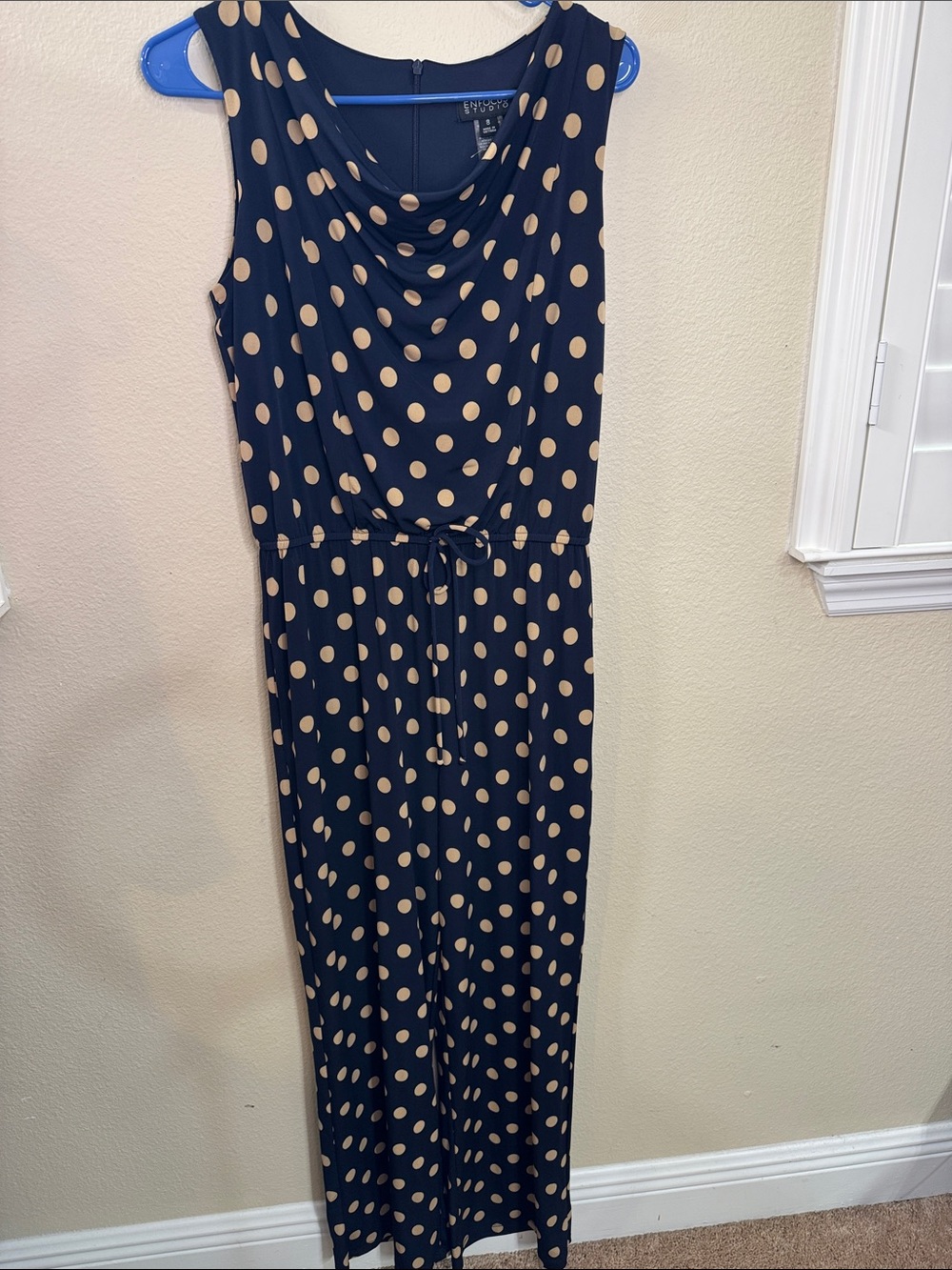 Navy Sleeveless Polka Dot Maxi Dress